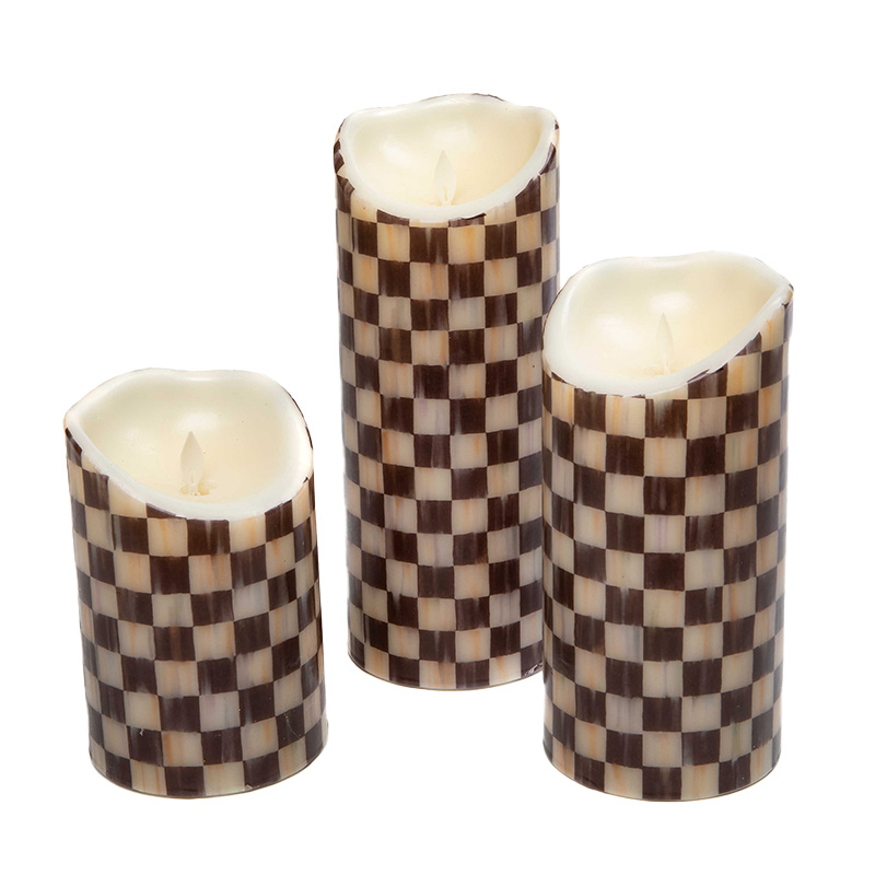 MacKenzie-Childs Courtly Check Flicker Pillar Candle, 6