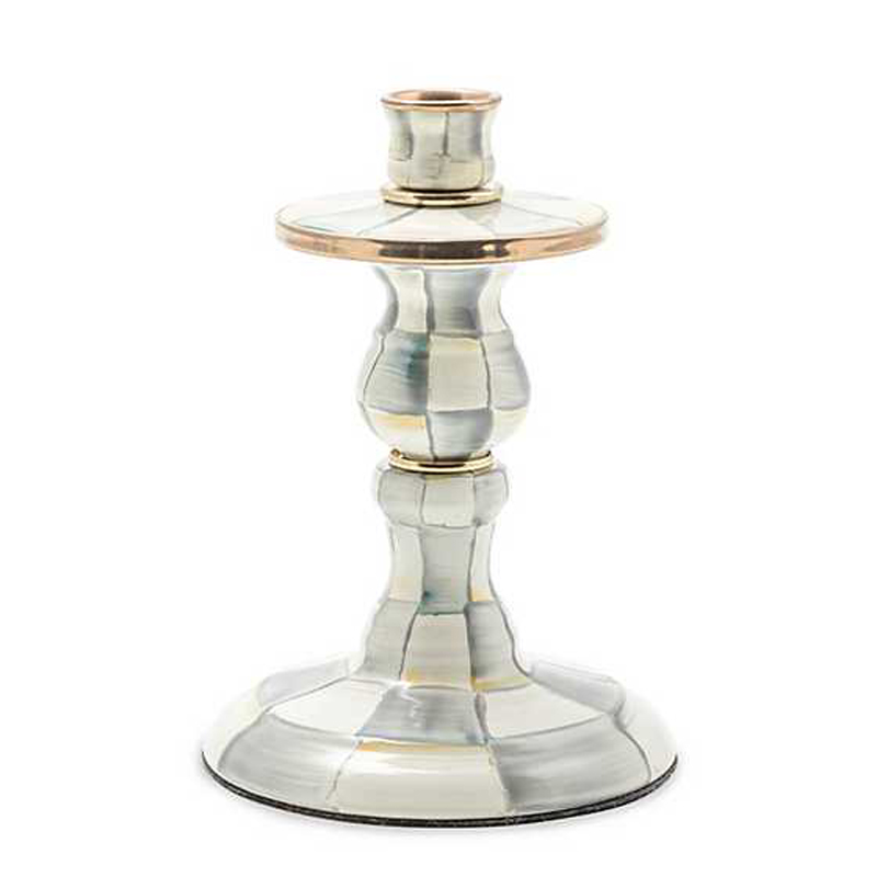 MacKenzie-Childs Sterling Check Enamel Candlestick, Small
