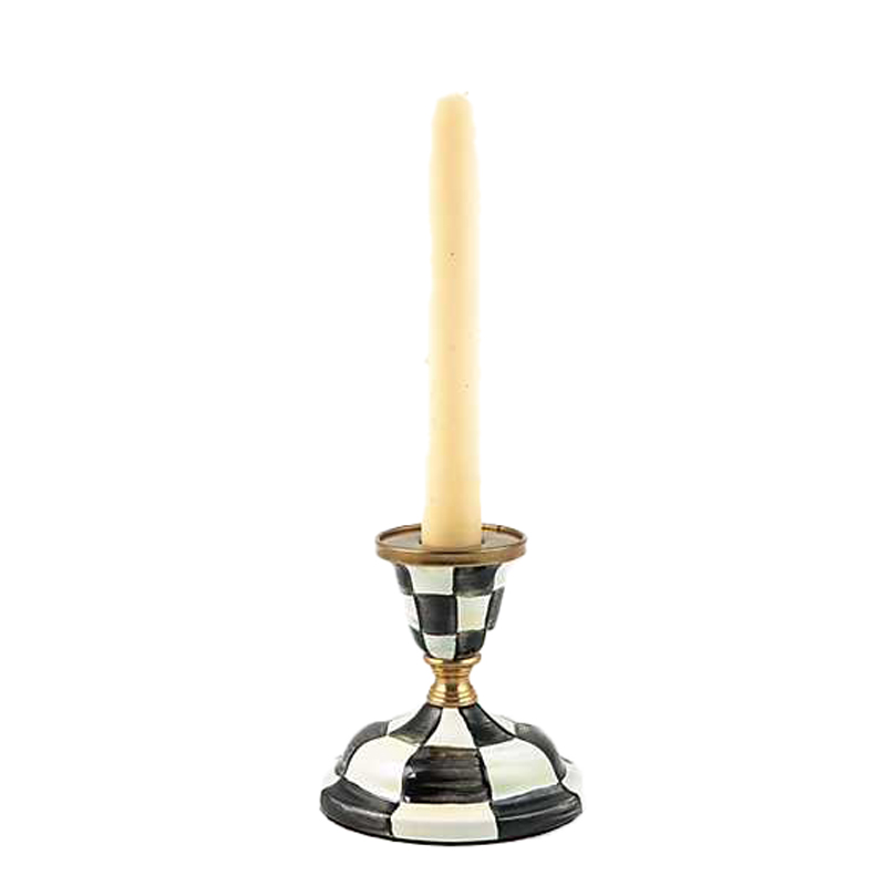 MacKenzie-Childs Courtly Check Enamel Candlestick, Short