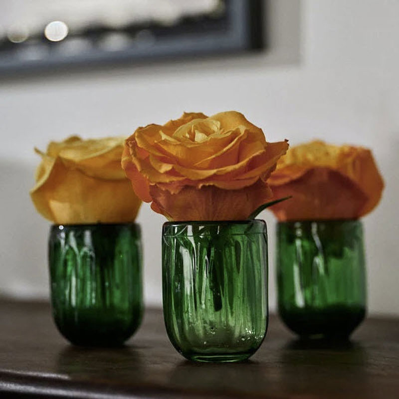 Jan Barboglio Pequenas Acanaladas Green Votives, Set of 6