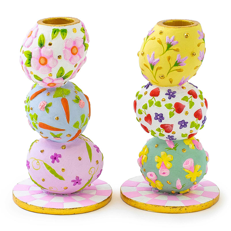 MacKenzie-Childs Patience Brewster Egg Candle Holders, Set of 2