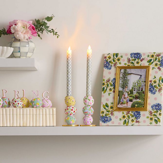 MacKenzie-Childs Patience Brewster Egg Candle Holders, Set of 2