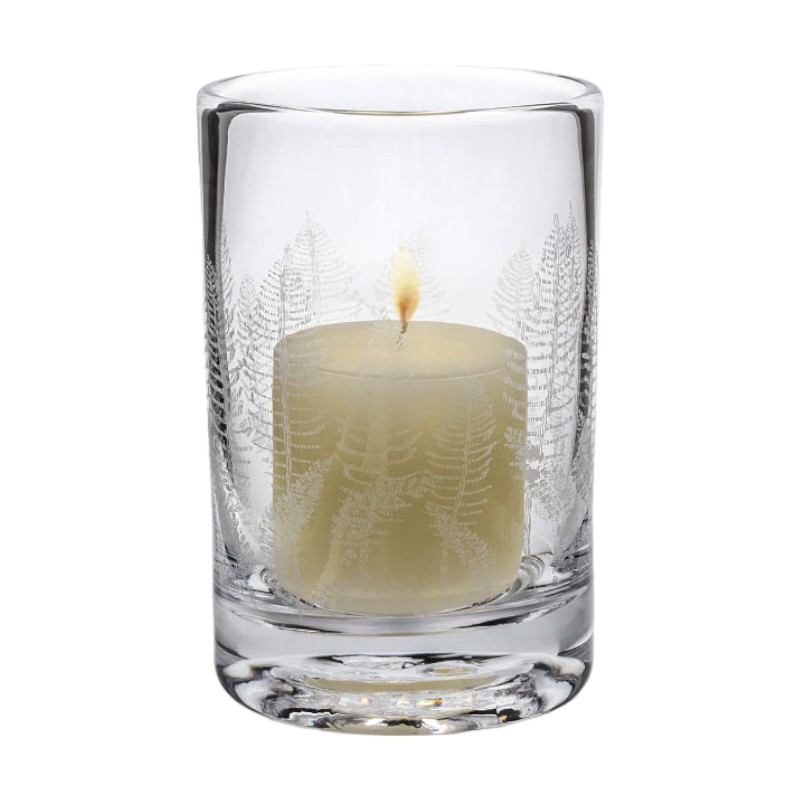 Simon Pearce Engraved Fern Hurricane, Medium