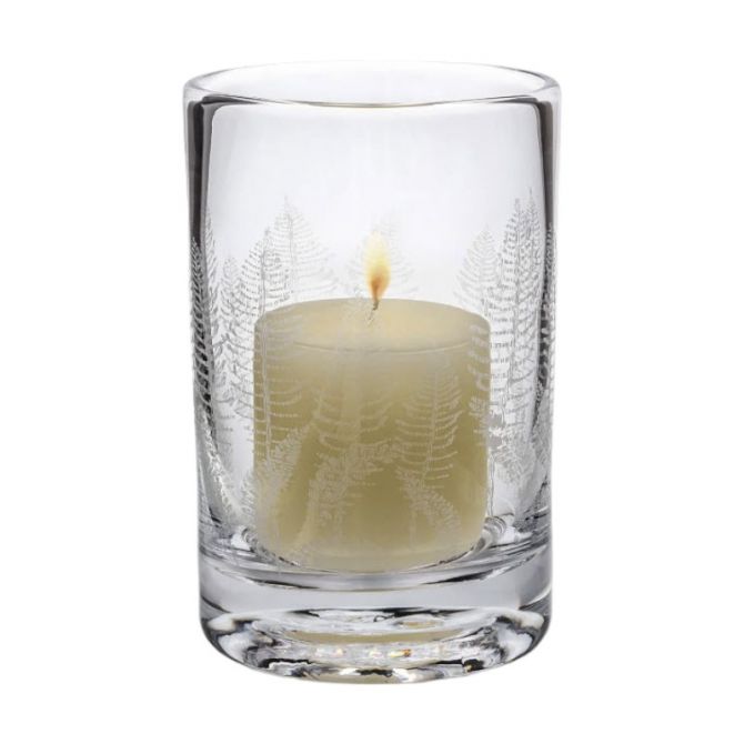 Simon Pearce Engraved Fern Hurricane, Medium