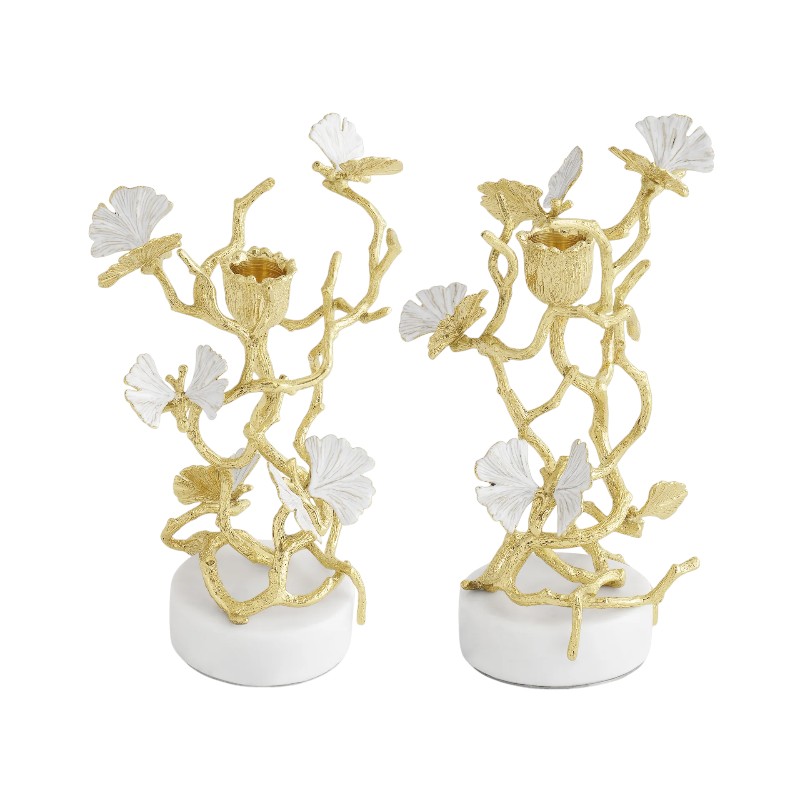 Michael Aram Butterfly Ginkgo Gold Candleholders, Set of 2