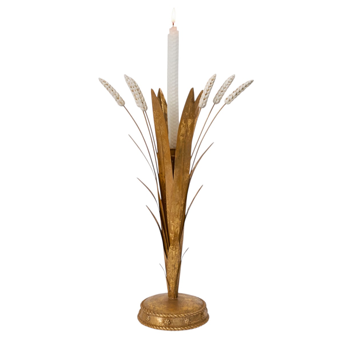 Juliska Forest Walk Gold Wheat Candlestick Holder, 17