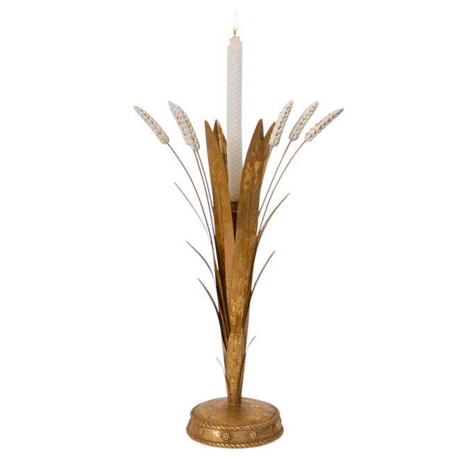 Juliska Forest Walk Gold Wheat Candlestick Holder, 17"