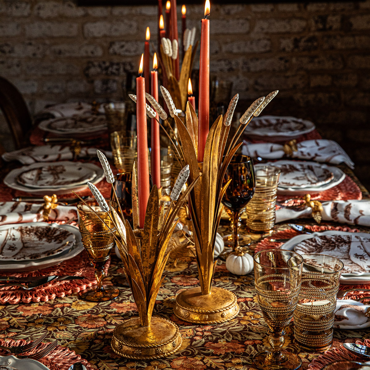 Juliska Forest Walk Gold Wheat Candlestick Holder, 17