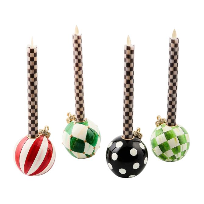 MacKenzie-Childs Check It Out Ornament Candle Holders, Set of 4