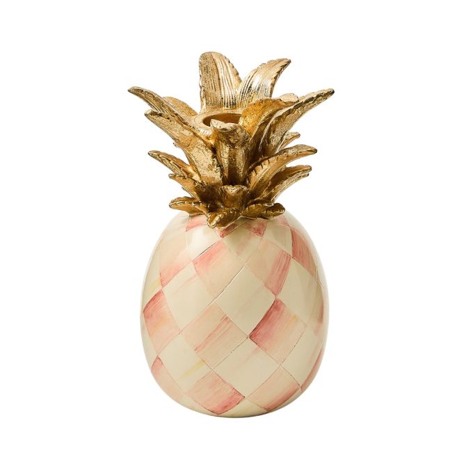 MacKenzie-Childs Pineapple Candleholder, Rosy Check