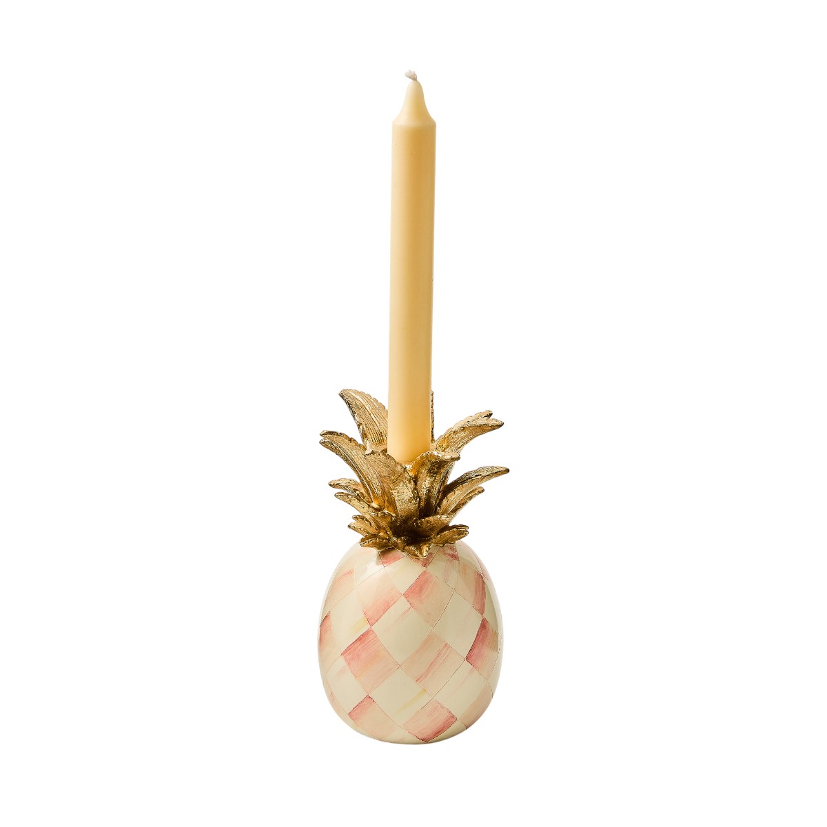 MacKenzie-Childs Pineapple Candleholder, Rosy Check