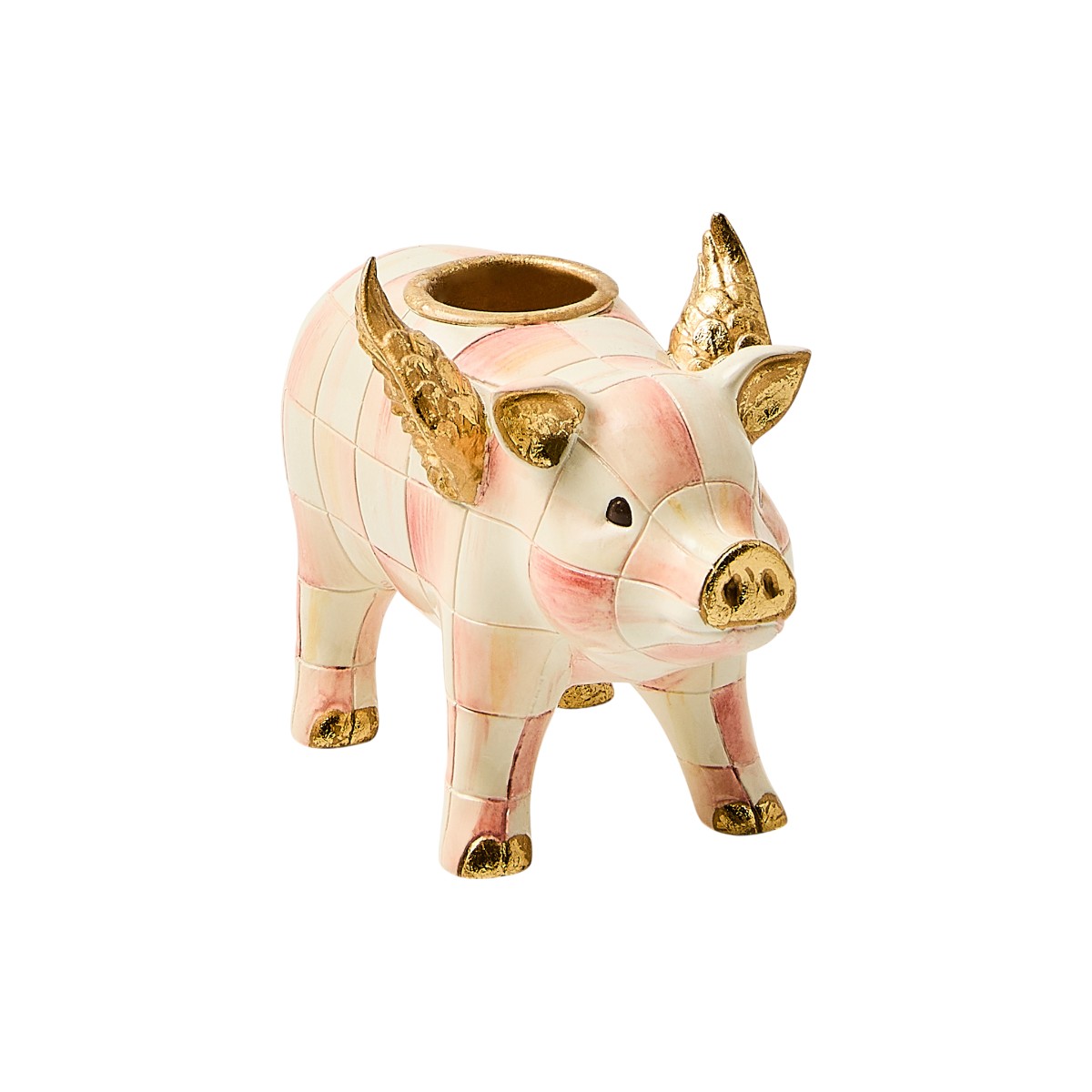 MacKenzie-Childs Flying Pig Candleholder, Rosy Check
