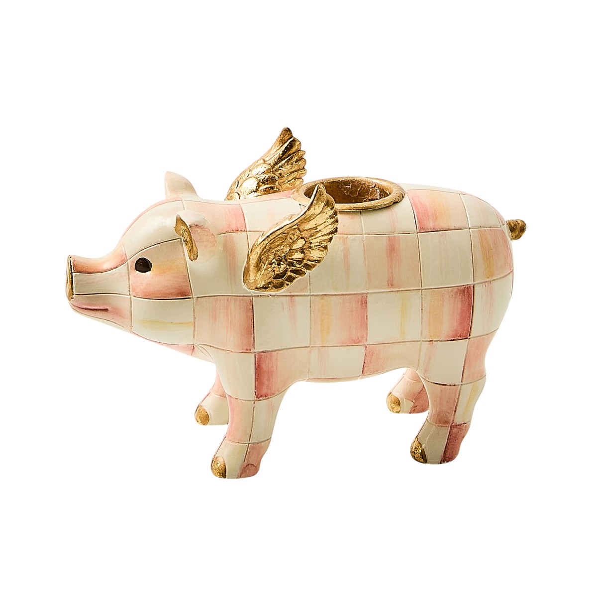 MacKenzie-Childs Flying Pig Candleholder, Rosy Check