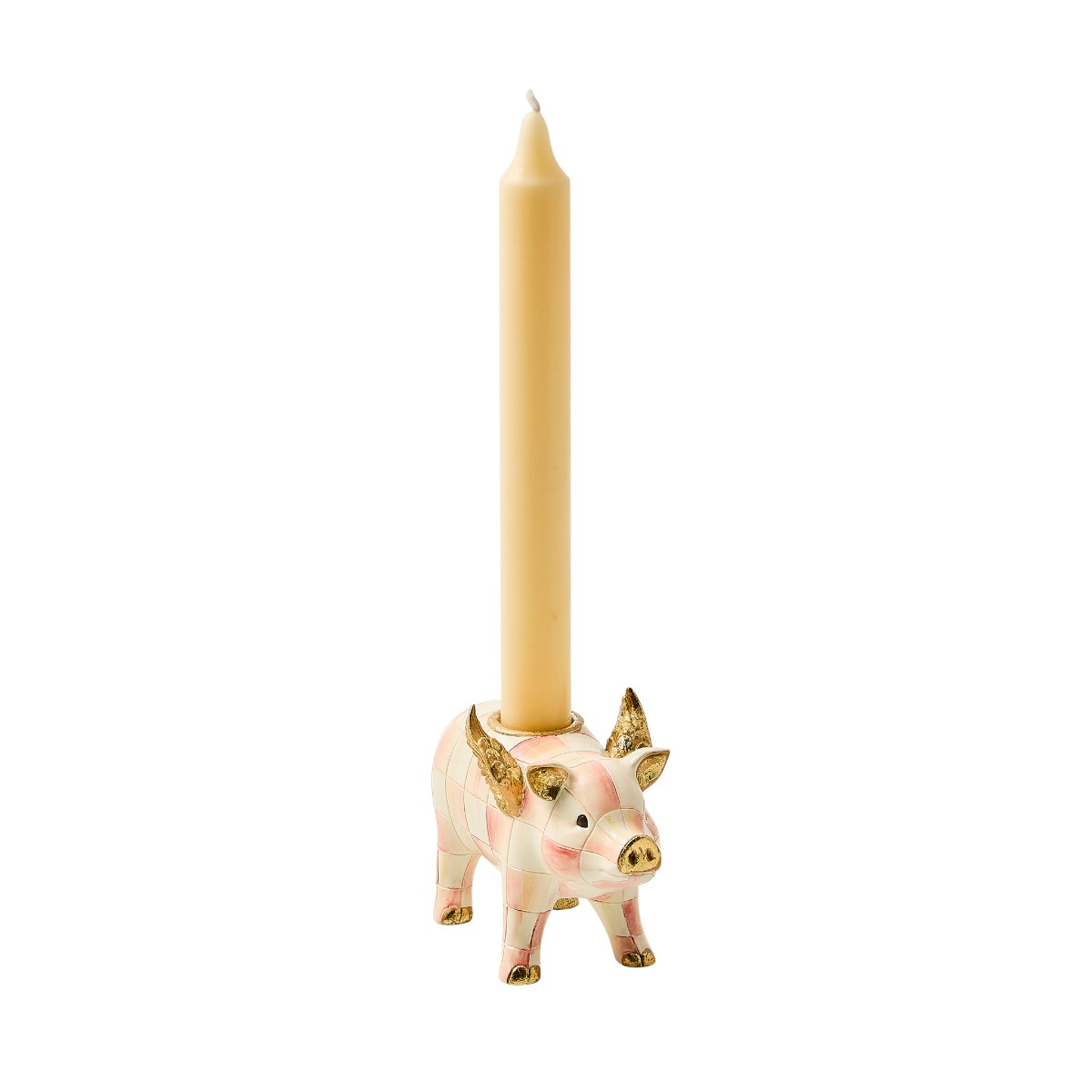 MacKenzie-Childs Flying Pig Candleholder, Rosy Check