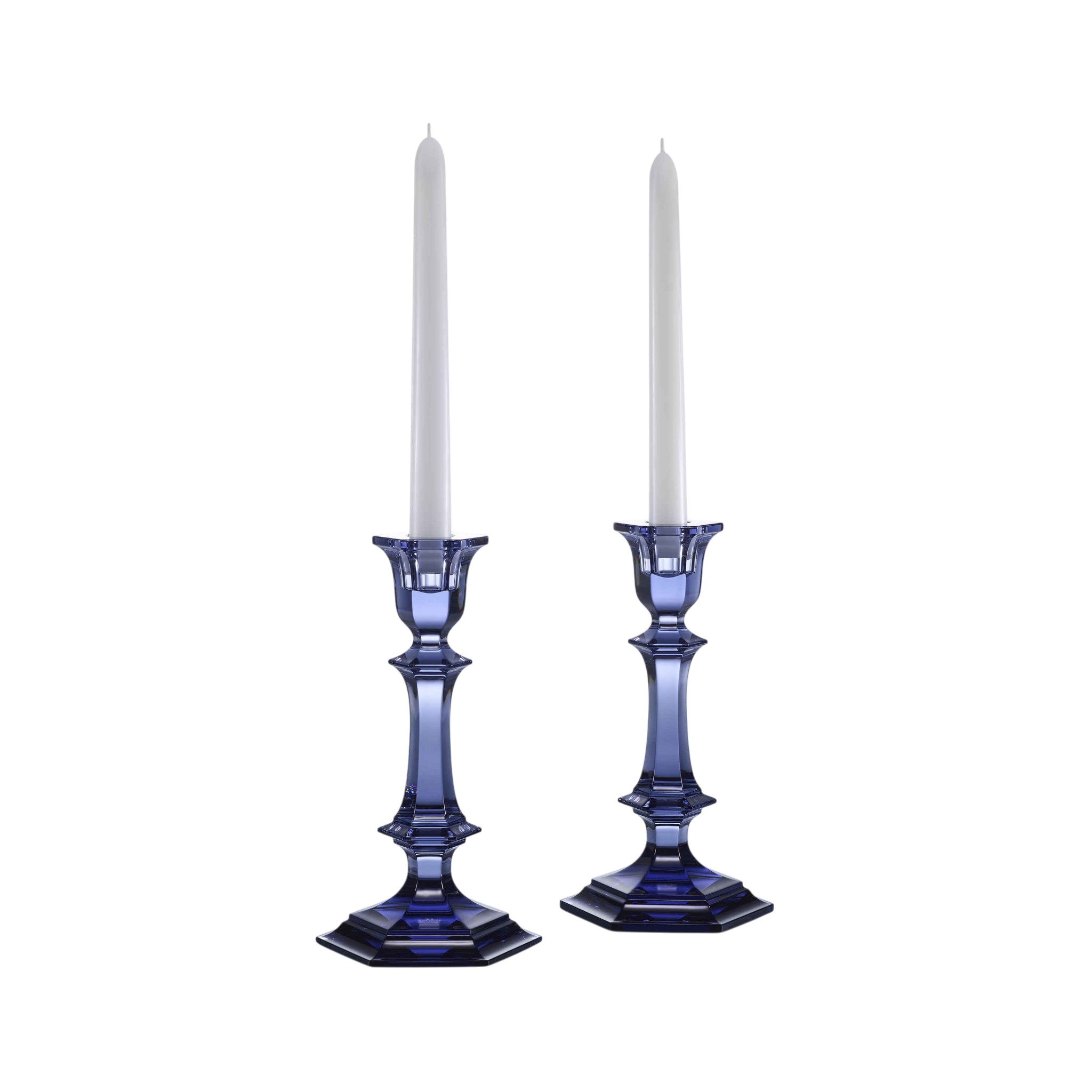 Baccarat Midnight Blue Harcourt Candlestick Holders, Set of 2