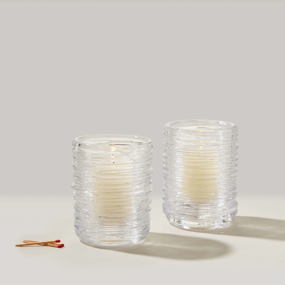 Simon Pearce Echo Lake Hurricane Candle Holders, Set of 2 Small