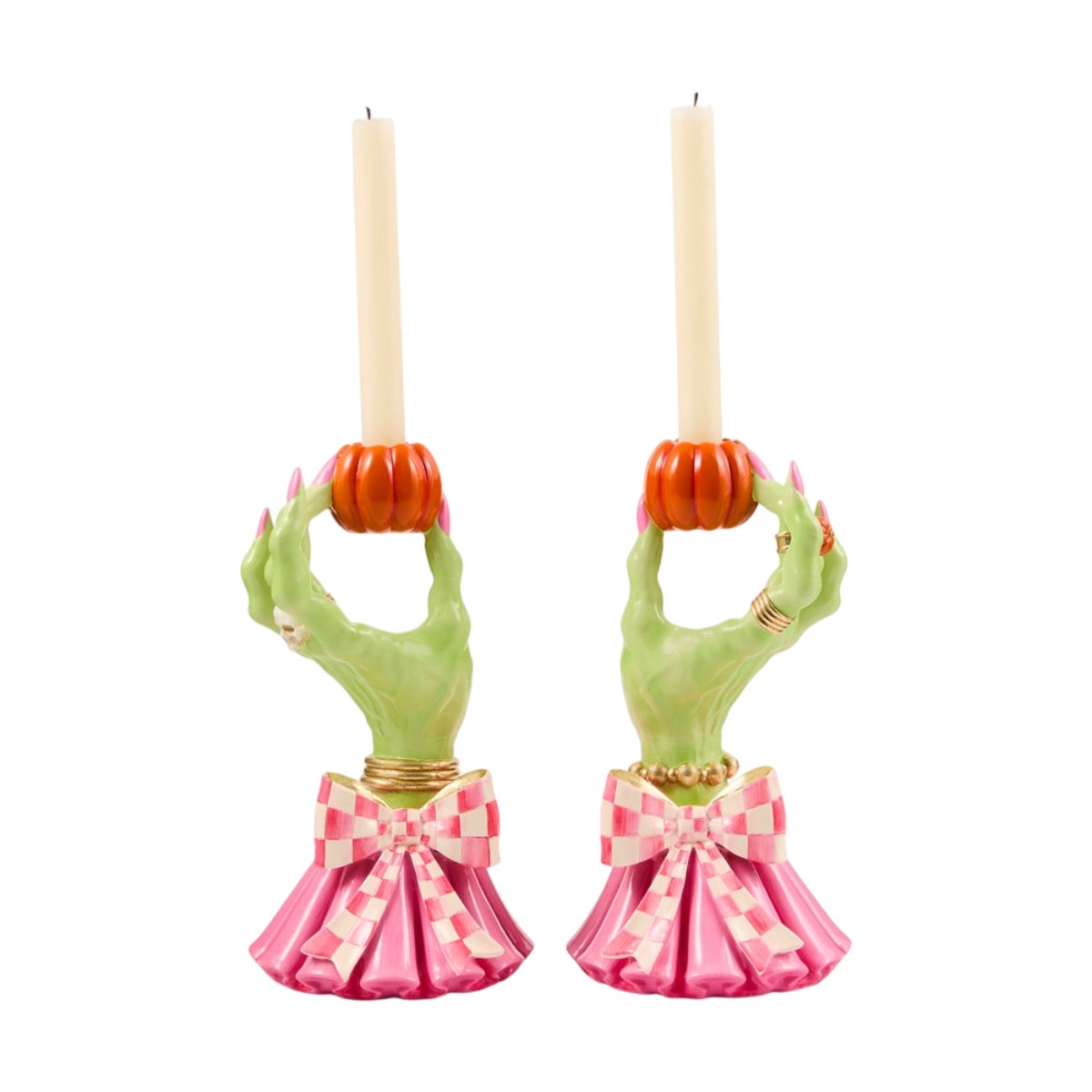 MacKenzie-Childs Glam 'O' Ween Hand Candle Holders, Set of 2