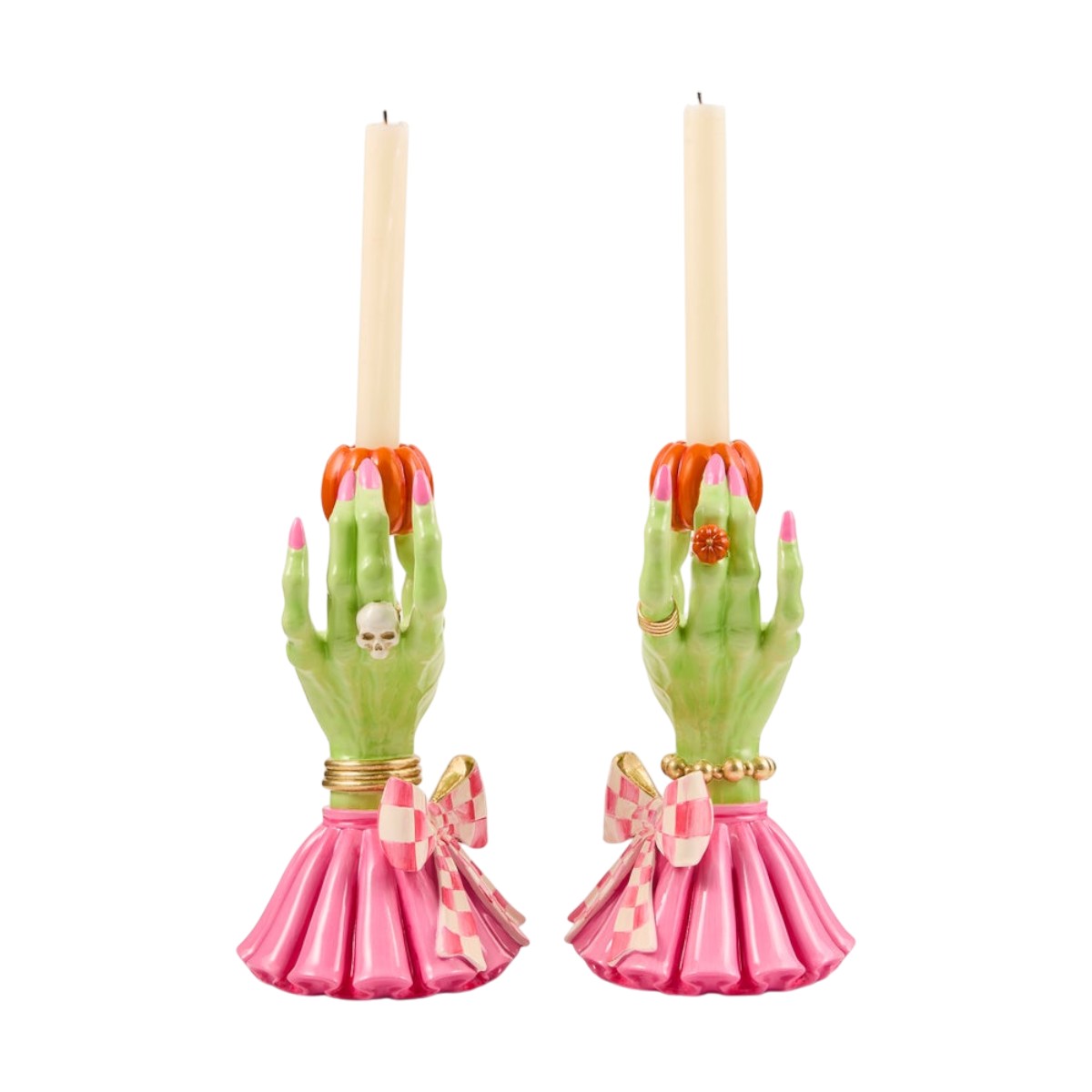 MacKenzie-Childs Glam 'O' Ween Hand Candle Holders, Set of 2