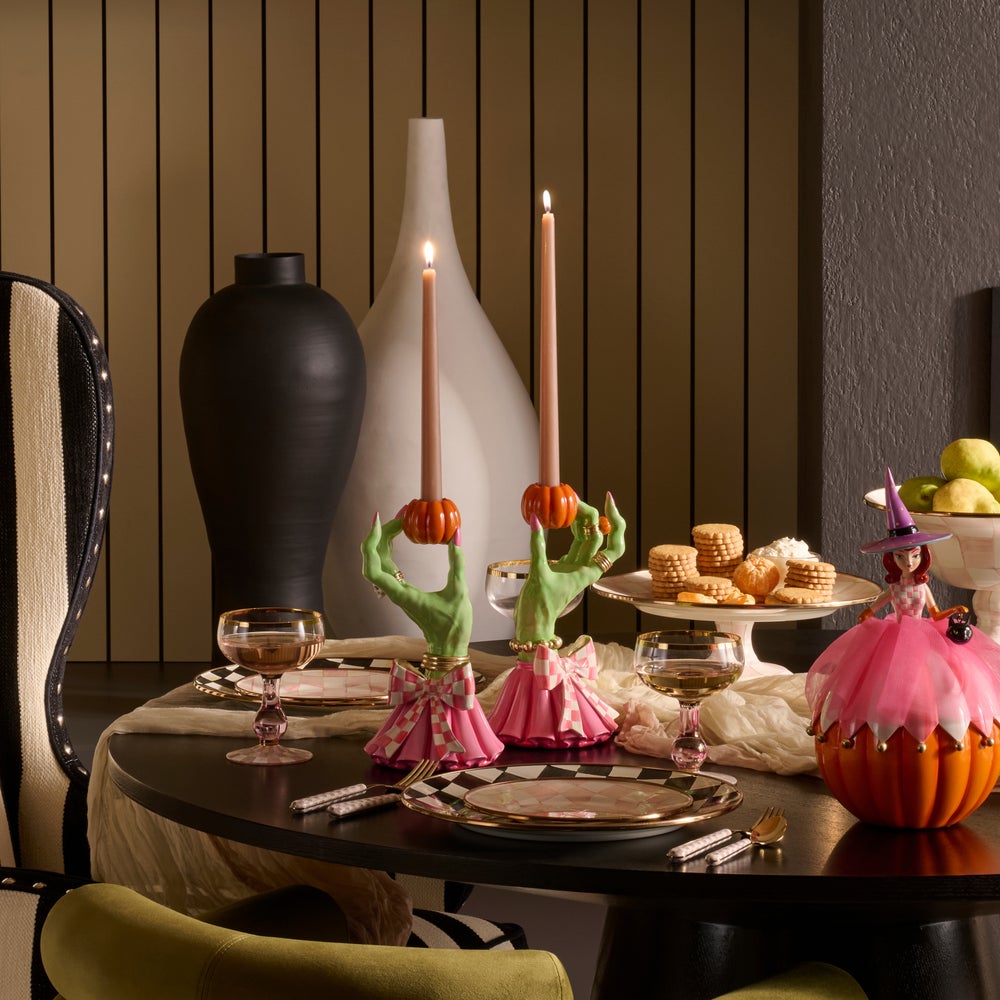 MacKenzie-Childs Glam 'O' Ween Hand Candle Holders, Set of 2
