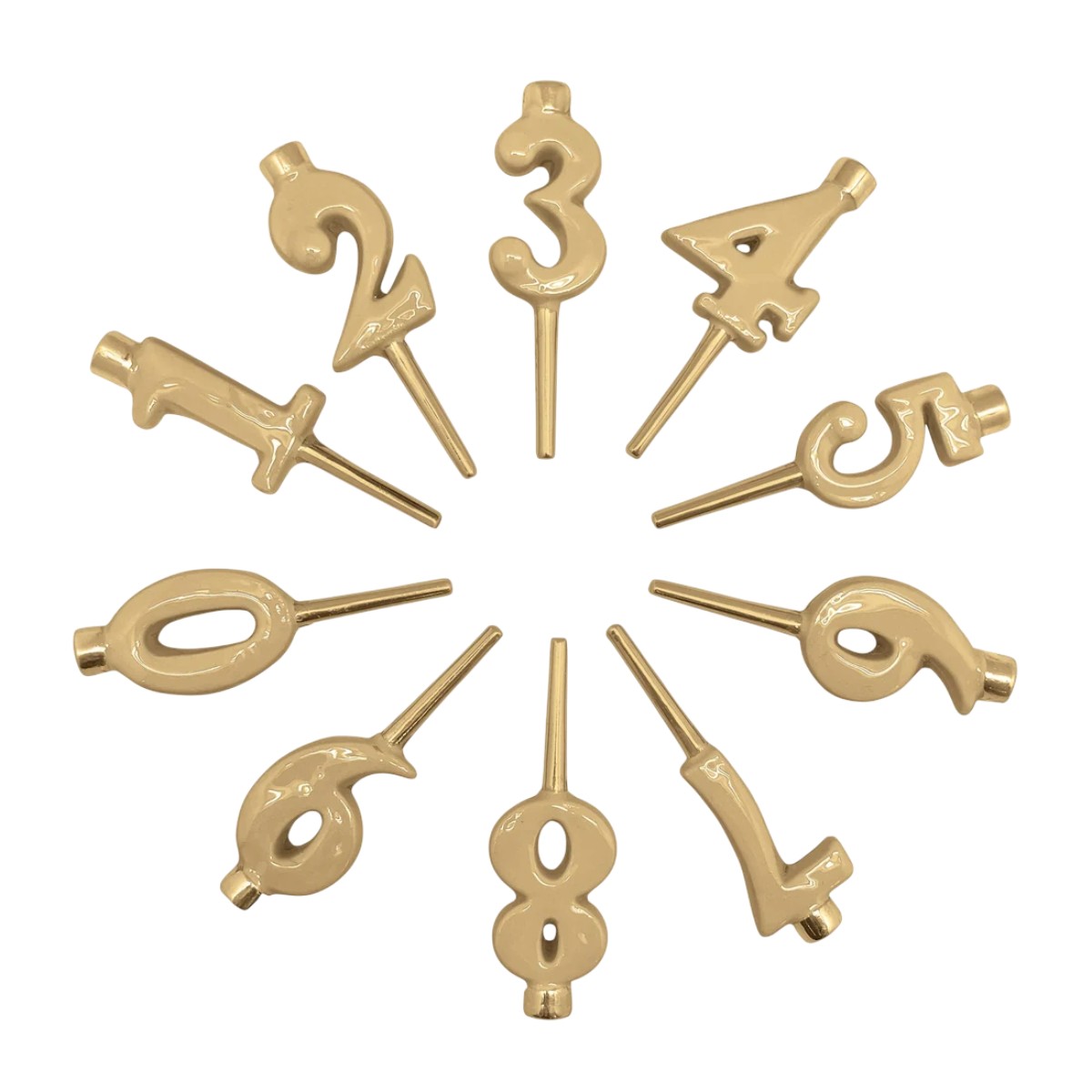 Mariposa Gold Number Candle Holders, Set of 10