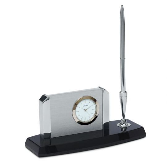 Pakistan Flag Leather Pen Holder Desk Clock
