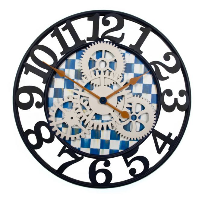 MacKenzie-Childs Royal Check Farmhouse Wall Clock, Small