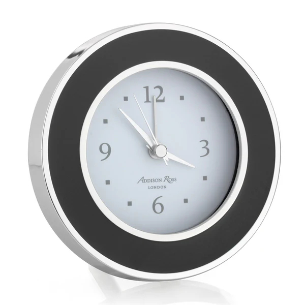 Addison Ross Alarm Clock, Black and Silver