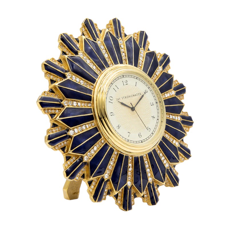 Jay Strongwater Clarence Art Deco Clock, Delft Garden