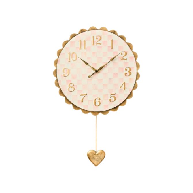 MacKenzie-Childs Heart Pendant Clock, Rosy Check