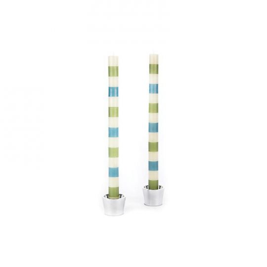 Mackenzie Childs Dinner Candles In Green And Blue Set Of 2