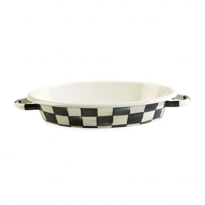 Mackenzie-Childs Courtly Check Enamel Oval Gratin Dish- Medium