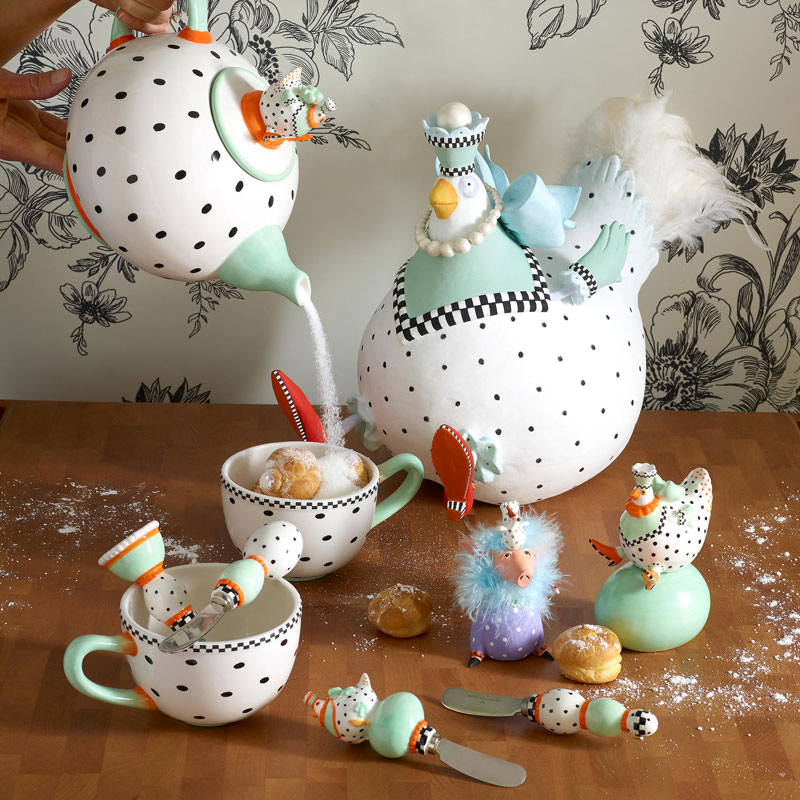 MacKenzie-Childs Patience Brewster Speckled Chicken Salt and Pepper Shakers