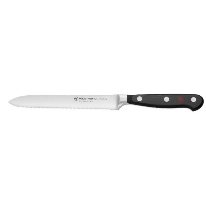 Wusthof Classic 5" Serrated Utility Knife, Black