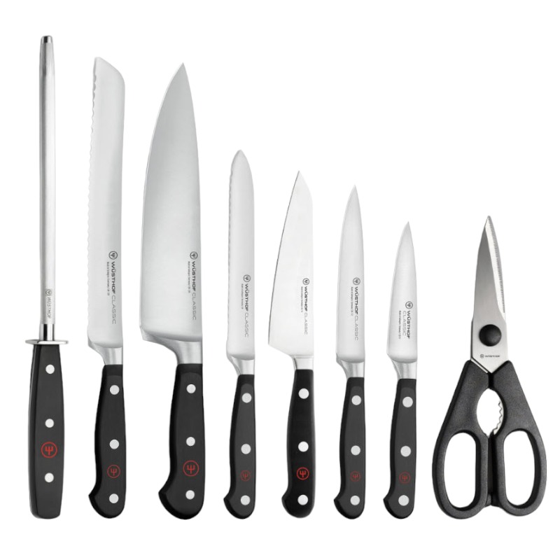 Wusthof Classic 9 Piece Knife Block Set, Acacia