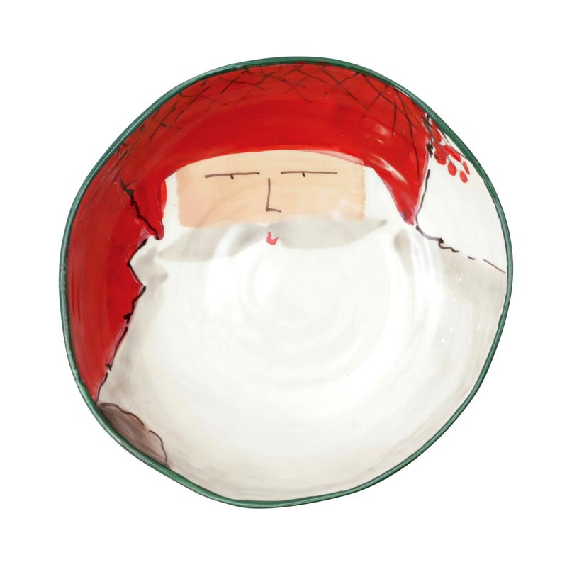 Vietri Old St. Nick Pasta Bowl, Red Hat
