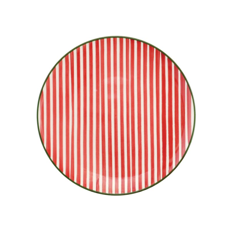 Vietri Mistletoe Stripe Salad Plate