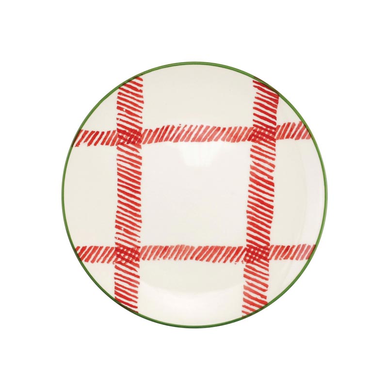 Vietri Mistletoe Plaid Salad Plate