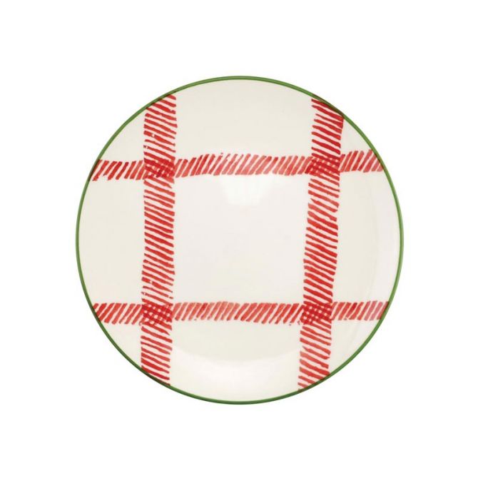 Vietri Mistletoe Plaid Salad Plate