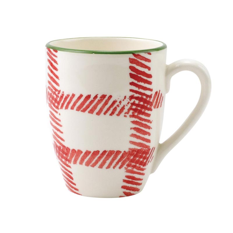 Vietri Mistletoe Plaid Mug