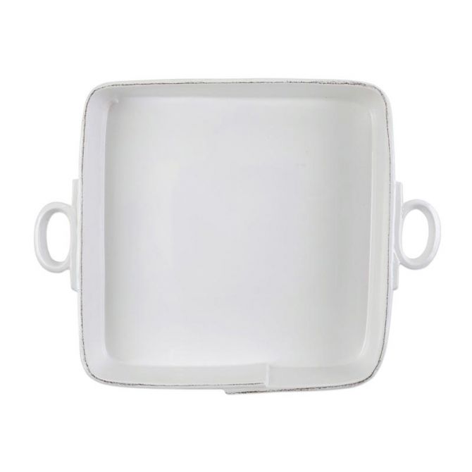 Vietri Lastra White Large Square Baker