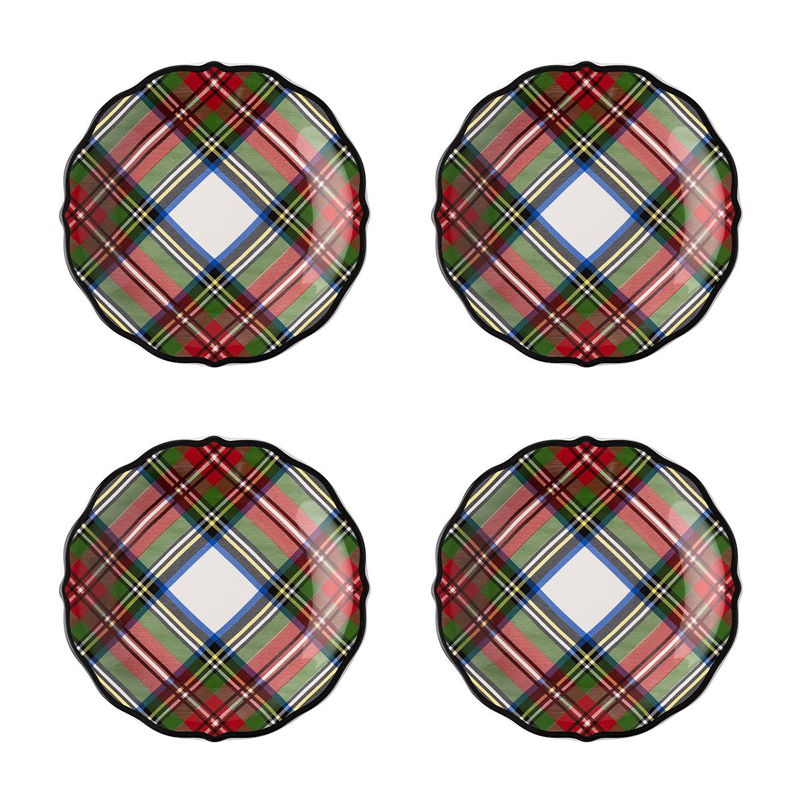 Juliska Stewart Tartan Cocktail Tidbit Plate, Set of 4