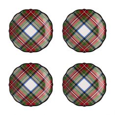 Juliska Stewart Tartan Cocktail Tidbit Plate, Set of 4