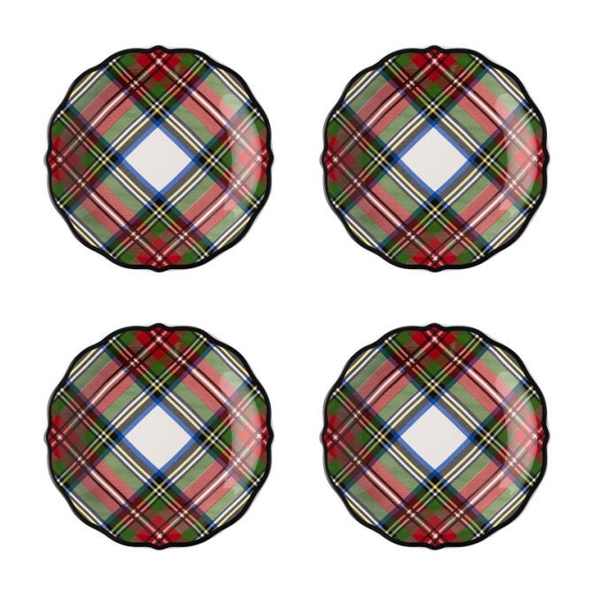 Juliska Stewart Tartan Cocktail Tidbit Plate, Set of 4