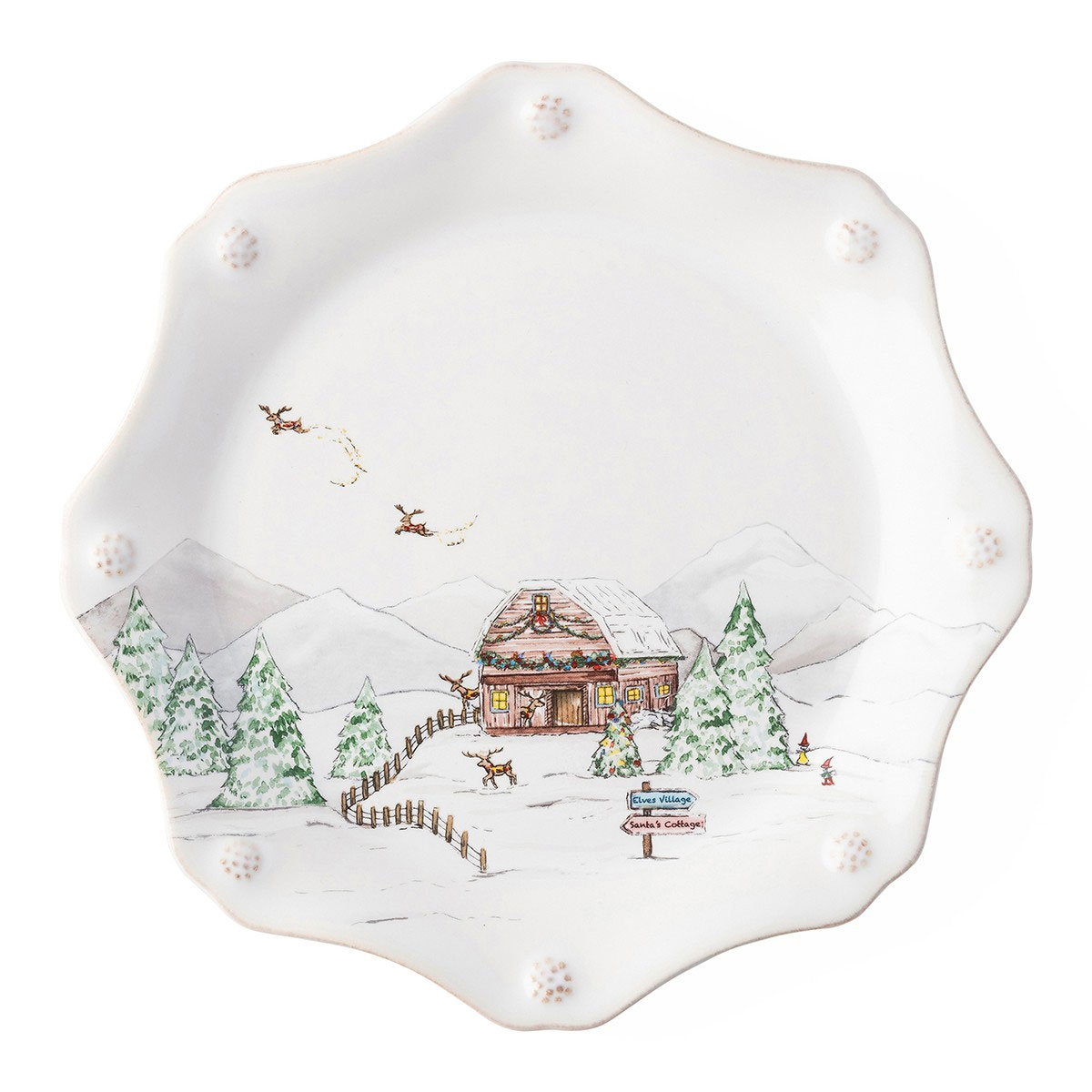 Juliska Berry and Thread North Pole Scalloped Salad Plate, Set of 4