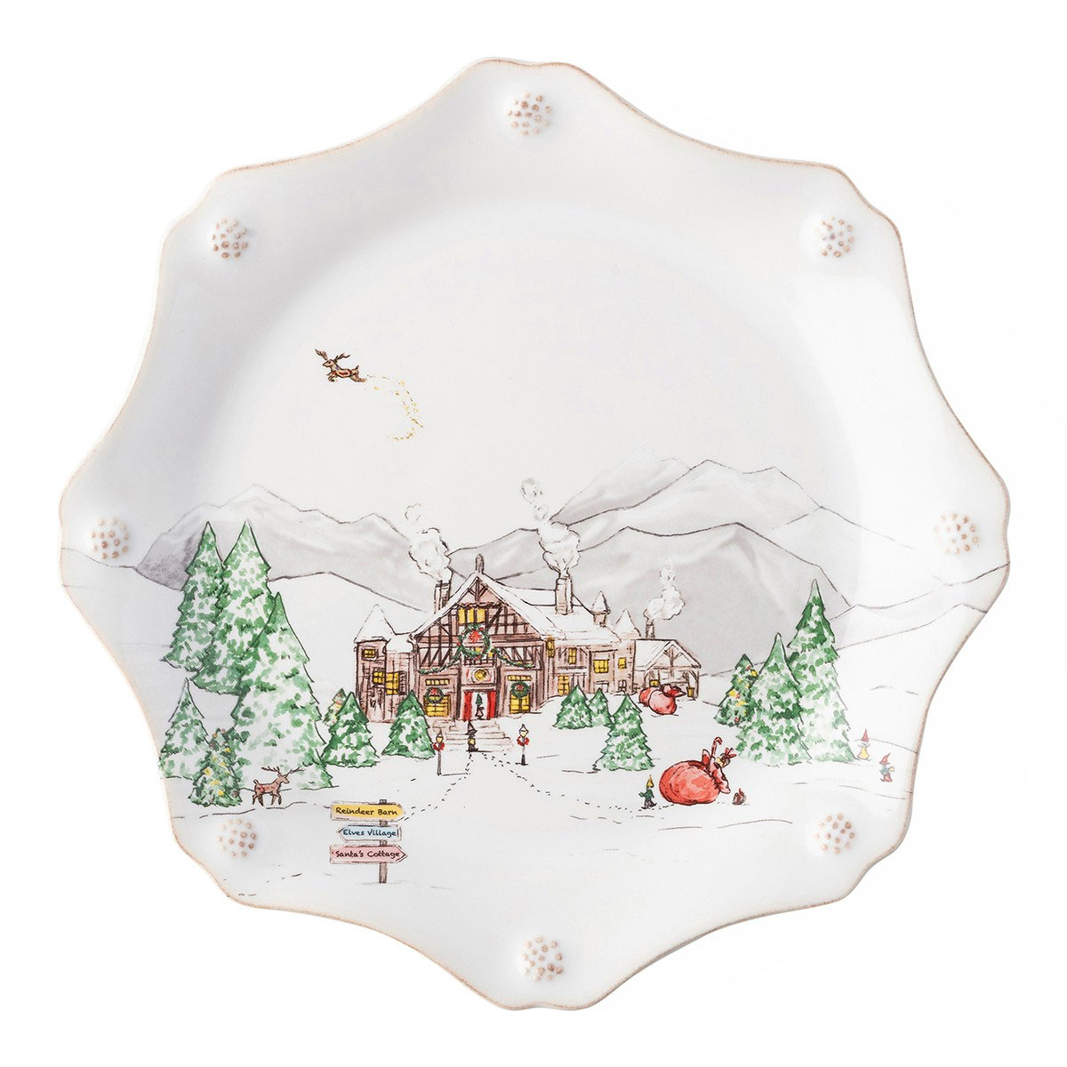 Juliska Berry and Thread North Pole Scalloped Salad Plate, Set of 4