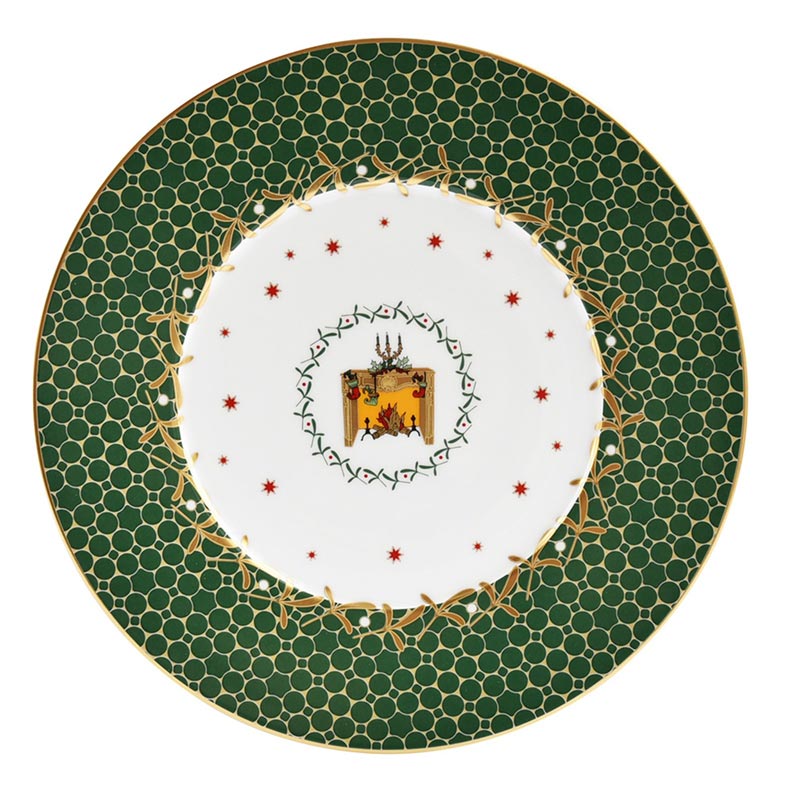 Bernardaud Noel Green Fire Salad Plate