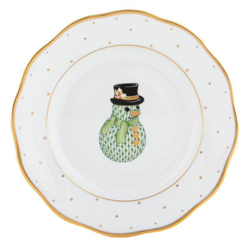 Herend Christmas Snowman Dessert Plate