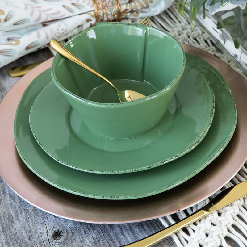 Vietri Lastra American Dinner Plate, Green