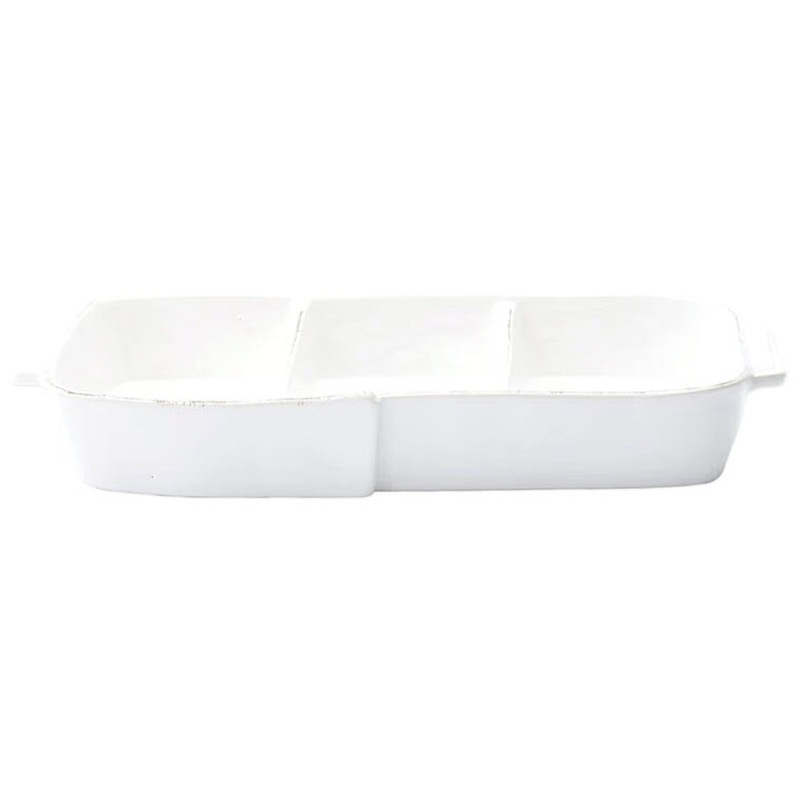 Vietri Melamine Lastra Three-Part Server, White