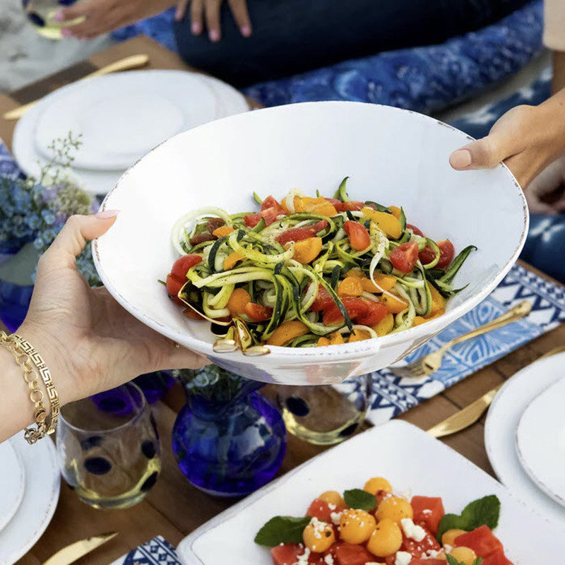 Vietri Melamine Lastra Shallow Bowl, White